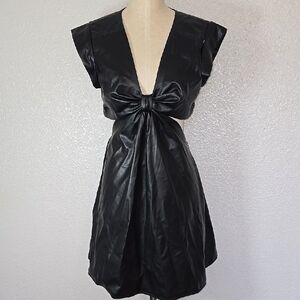 Jason Wu Faux Leather Mini Black Dress